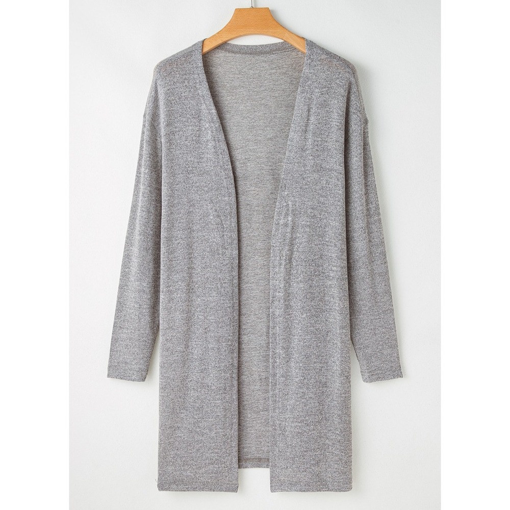 Womens Cardigan MEDIUM Gray Long Lightweight Open Front NEW Long Sleeve